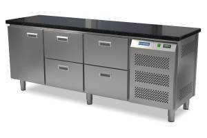 стол холодильный кондитерский (боковой агрегат, столешница гранит) 2100*800*850 1 дверь, 4 ящика для общепит