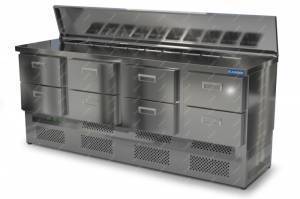 салат-бар без борта (нижний агрегат) 2000*700*850 8 ящиков для общепит