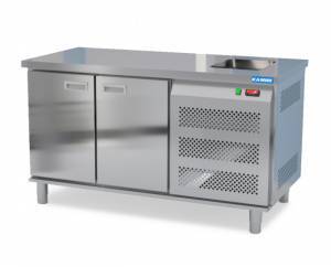 стол охлаждаемый (боковой агрегат, с бортом) 1500*700*850 2 двери, со встроенным рукомойником для общепит