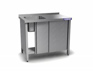 ванна моечная цельнотянутая одинарная двери-купе (каркас aisi 430) 1300*700*850 мойка 400*400*250 сл для общепит