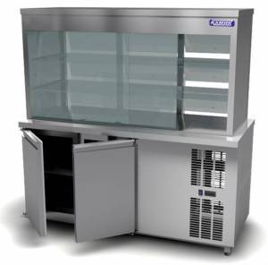 холодильная витрина с охлаждаемым нижним объемом 1150*700*850(1650) 1 дверь для общепит