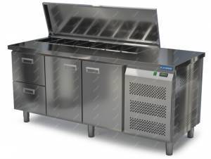 салат-бар с бортом (нижний агрегат) 1500*800*850 2 двери, 2 ящика для общепит