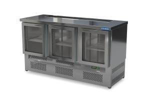 стол холодильный барный со стеклянной дверью (нижний агрегат) 1500*600*850 3 двери для общепит