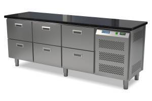 стол холодильный кондитерский (боковой агрегат, столешница гранит) 2100*800*850 6 ящиков для общепит