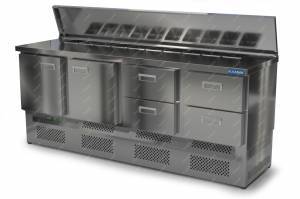 салат-бар охлаждаемый без борта (нижний агрегат) 2000*700*850 2 двери, 4 ящика для общепит