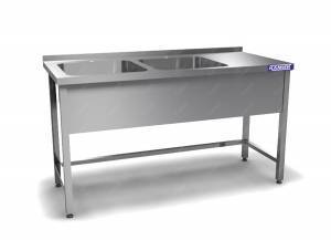 ванна моечная цельнотянутая двойная (каркас aisi 430) 1400*600*850 мойки 400*400*250 слева, борт. для общепит