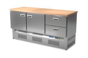 стол холодильный кондитерский (нижний агрегат, столешница бук) 1650*800*850 2 двери, 2 ящика для общепит