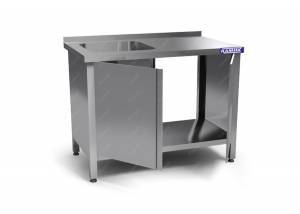 ванна моечная цельнотянутая одинарная расп.двери (каркас aisi 430) 1000*700*850 мойка 400*400*250 сл для общепит