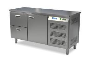 стол холодильный кондитерский (боковой агрегат, столешница нерж) 1550*800*850 1 дверь, 2 ящика для общепит