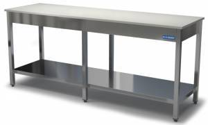 стол со столешницей из полипропилена с полкой (каркас из н.с. aisi 430) 400*600*850 для общепит