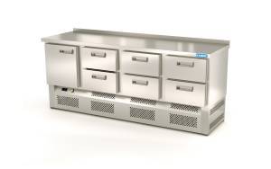 стол охлаждаемый (нижний агрегат, с бортом) 2000*600*850 1 дверь, 6 ящиков для общепит