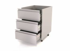 модуль bull 610*610*890 с тремя выдвижными ящиками для общепит