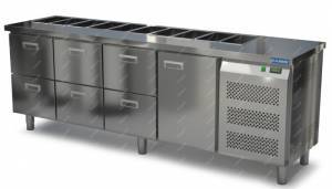 салат-бар охлаждаемый без борта (боковой агрегат)  2300*700*850 1 дверь, 6 ящиков для общепит