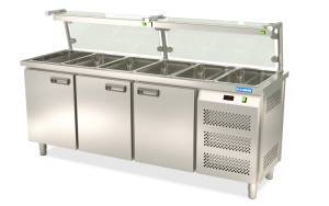 салат бар модульный саладетта (агрегат справа) без борта, с полкой и подсветкой 1850*700*850 3 двери для общепит