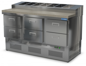 стол охлаждаемый с горкой для пиццы gn 1/3 (нижний агрегат) 1500*700*850(990) 6 ящиков, камень для общепит