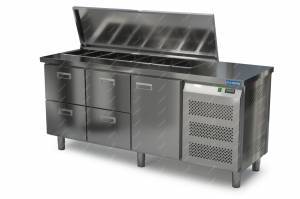 салат-бар саладетта без борта (боковой агрегат)  1850*600*850 1 дверь, 4 ящика для общепит