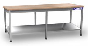 стол кондитерский (столешница массив) (каркас из н.с. aisi 304) 2000*800*850 с полкой, 6 опор. для общепит