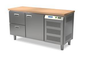 стол холодильный кондитерский (боковой агрегат, столешница бук) 1550*800*850 1 дверь, 2 ящика для общепит