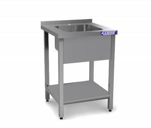 ванна моечная цельнотянутая одинарная (каркас aisi 430) 1800*600*850 мойка 500*500*300 слева, борт,  для общепит