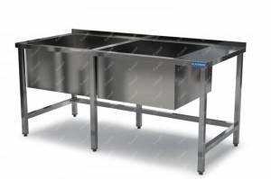 ванна моечная сварная двойная (каркас aisi 430) 1500*800*850 мойки 700*700*400 фартук, борт. для общепит